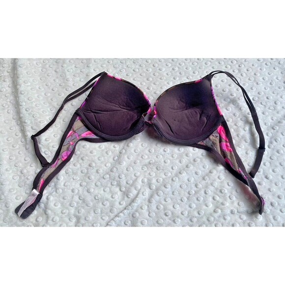 Victoria’s Secret Hibiscus Print Push-Up Vintage Y2K Brown / Pink -Size 34 B EUC - Picture 5 of 6